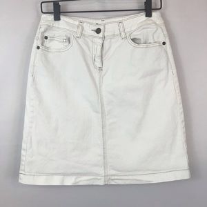 Boden White Denim A-Line Skirt